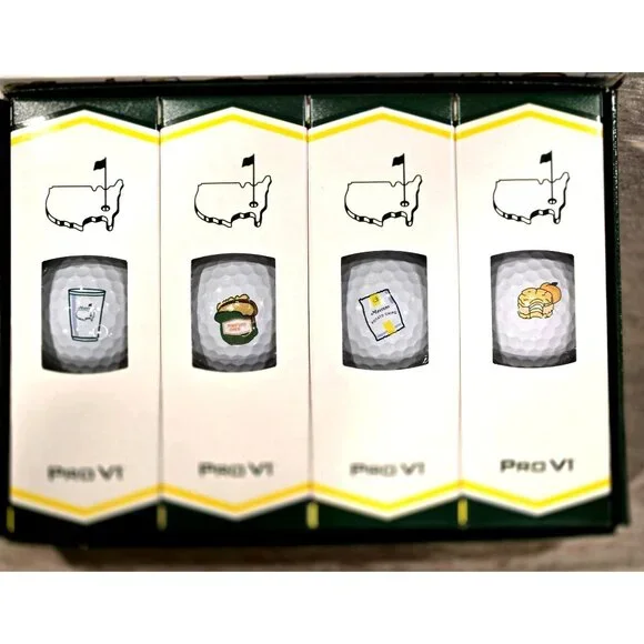 Masters Golf Balls Concession Themed 4-Pack Set 2025 Titleist Pro V1 Collectible - Picture 3 of 6